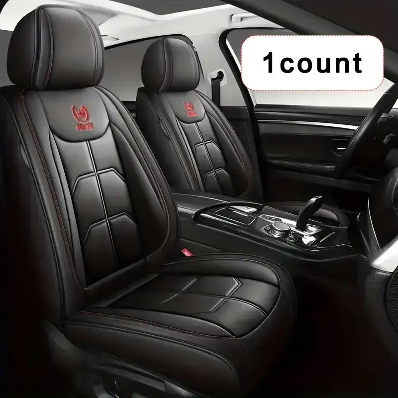 Premium PU Leather Car Front Seat Cover for Summer, 1 Count Full Wrapping Edge Car Seat Protector, Universal Car Seat Cushio...