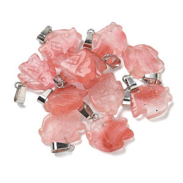 Cherry Quartz Glass Pendants
