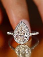Elegant Water Drop Shaped Rhinestone Decorated Ring Perfect As Gift, Fashion Accessories for Wedding Party, Engagement Gift f...