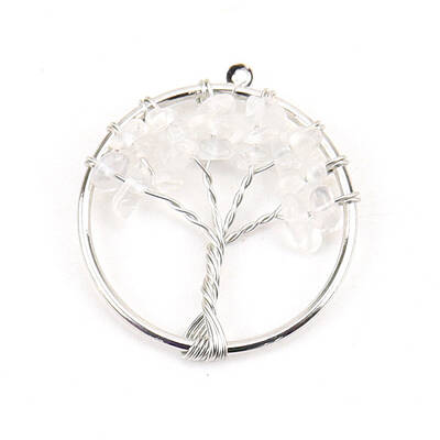 Natural Quartz Crystal Tree fo Life Pendants