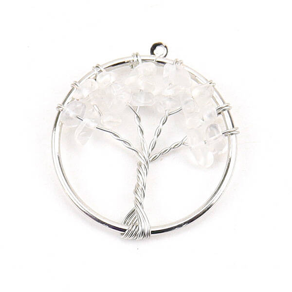 Natural Quartz Crystal Tree fo Life Pendants