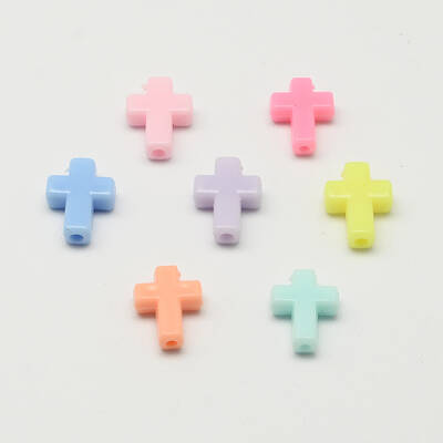 Opaque Acrylic Cross Beads