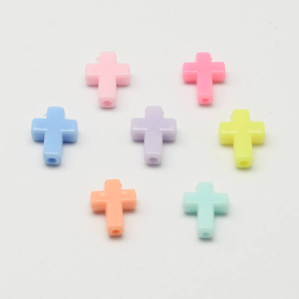 Opaque Acrylic Cross Beads