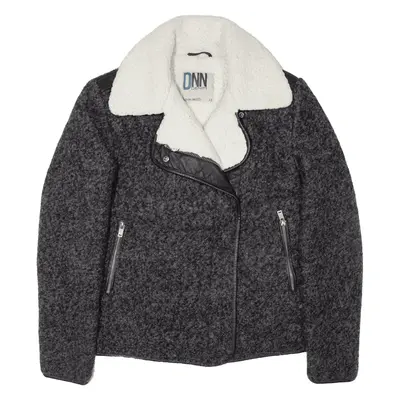 BLACKOUT DNN DENIM Aviator Jacket Grey Womens XS