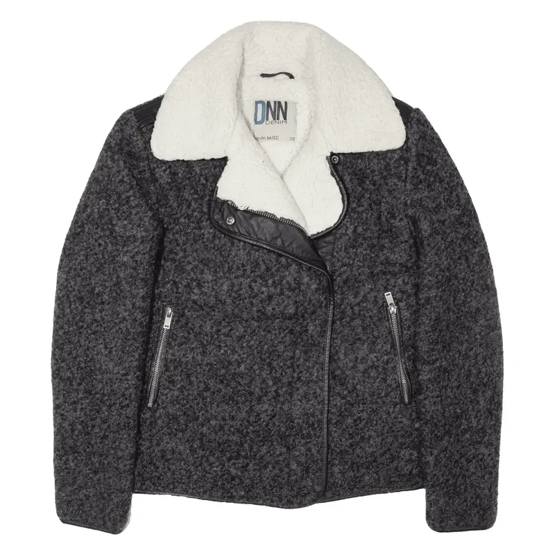 BLACKOUT DNN DENIM Aviator Jacket Grey Womens XS