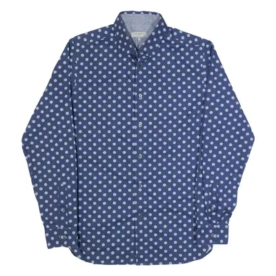 TED BAKER Mens Shirt Blue Spotted Long Sleeve M