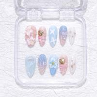 Y2k Style Fake Nails, 10pcs/set Colorful Press on Nails for Women & Girls DIY Nail Art, Elegant Stick on Nails Kit, Acrylic P...