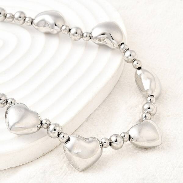 Brass Heart Bib Round Beaded Necklaces for Women