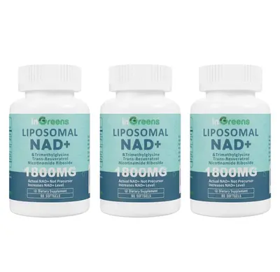 inGreens 3 Cup NAD+ Supplement 1800 mg with Nicotinamide Riboside 200mg, Trans Resveratrol 200mg, Trimethylglycine 200mg，Bo...
