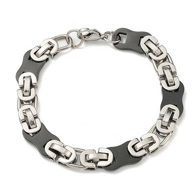 Two Tone 201 Stainless Steel Oval Link Chain Bracelet