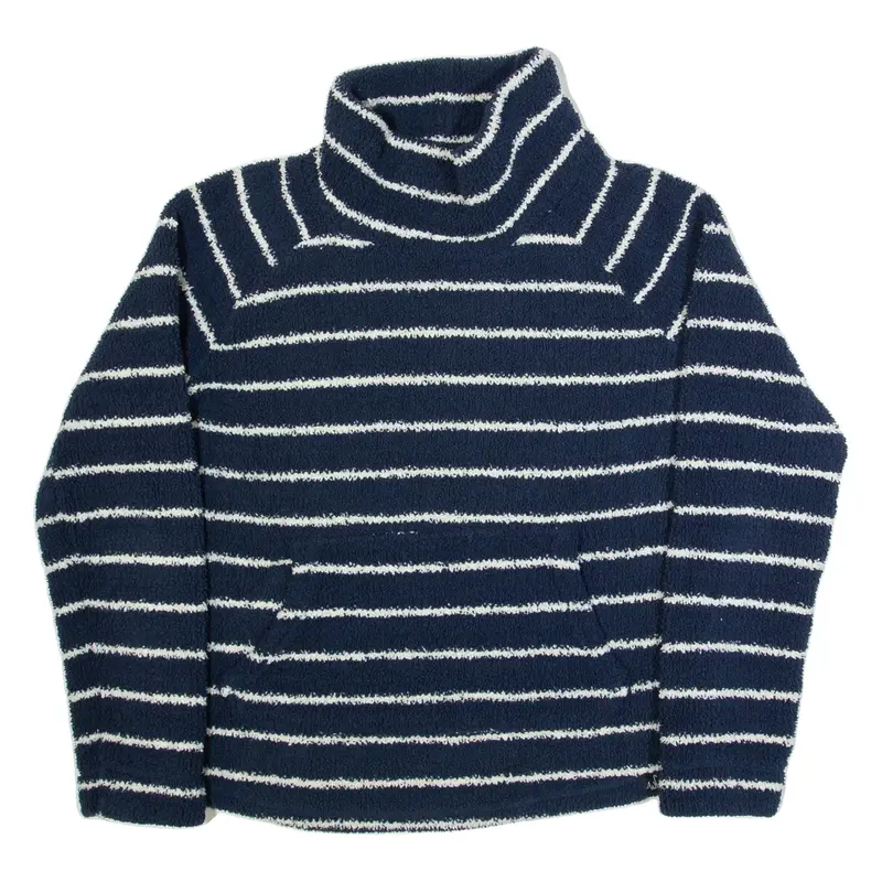 WEIRD FISH Womens Patterned Fleece Blue Striped Roll Neck M