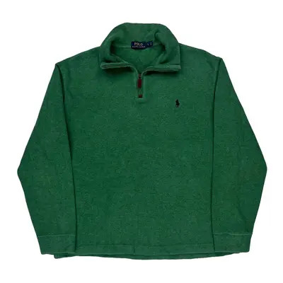 Polo Ralph Lauren 1/4 Zip - Large Green Cotton Blend