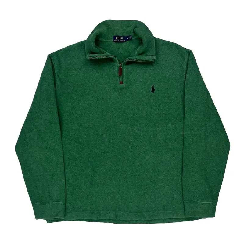 Polo Ralph Lauren 1/4 Zip - Large Green Cotton Blend