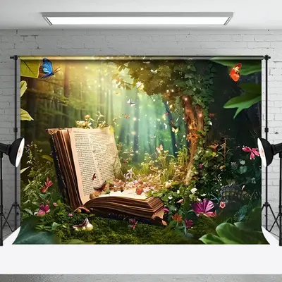 Aperturee Green Fairyland Story Book Spring Photo Backdrop