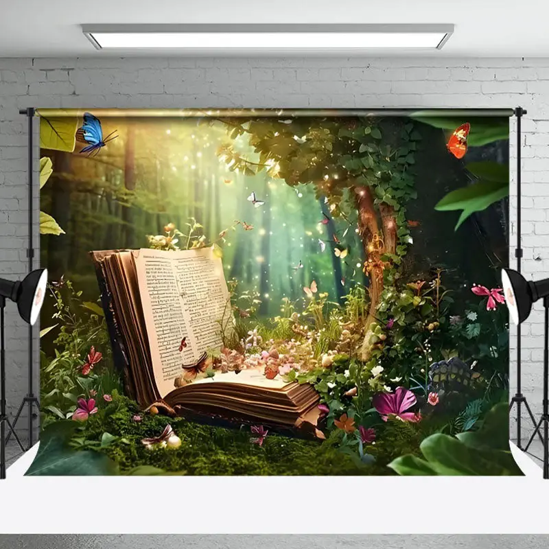 Aperturee Green Fairyland Story Book Spring Photo Backdrop