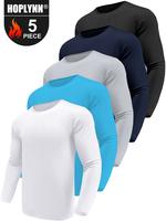HOPLYNN 5 packs Long Sleeve Shirts for Men Moisture Wicking Mens Tee Shirts Workout Sun Protection T Shirt for Running