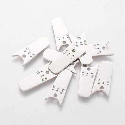 Non-Tarnish 201 Stainless Steel Kitten Pendants