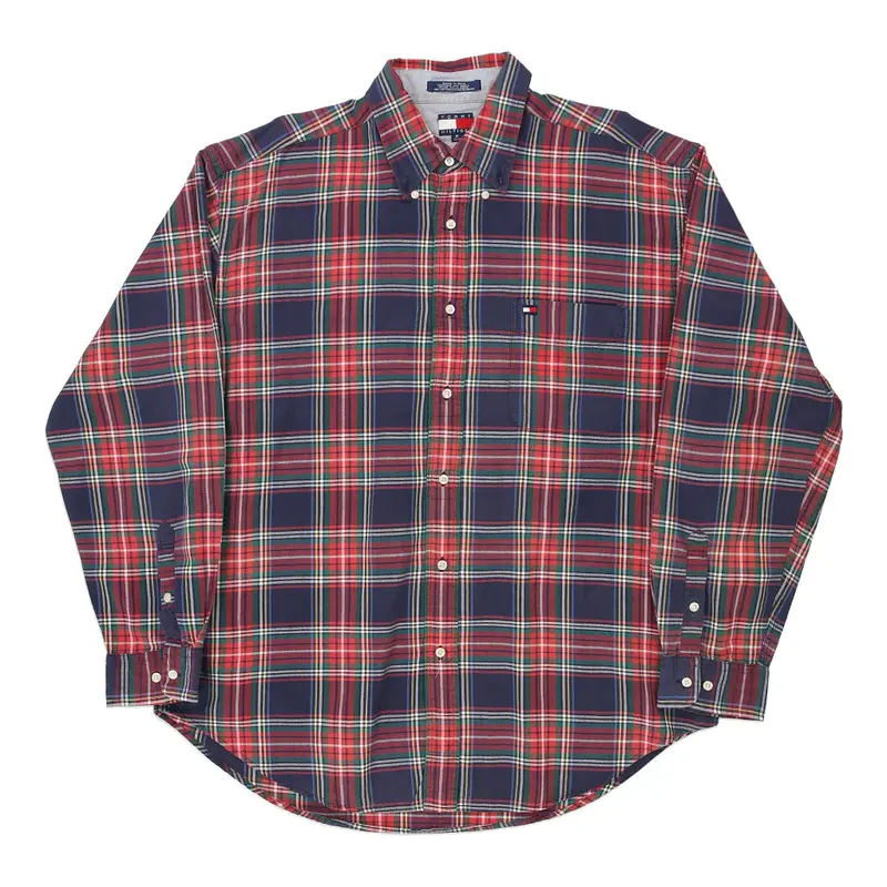 Tommy Hilfiger Checked Shirt - XL Navy Cotton