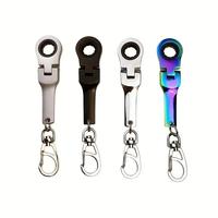 Portable 10mm Ratchet Wrench Metal Keyring Mini Keychain Adjustable Handle Tool Key Chain