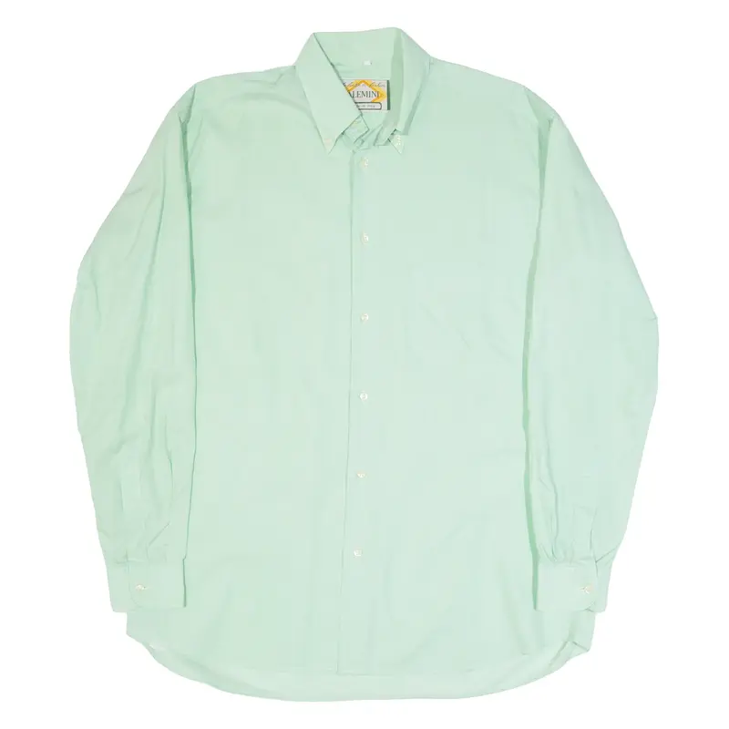 ALEMINI Mens Plain Shirt Green Long Sleeve L