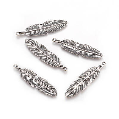 Tibetan Style Alloy Feather Big Pendants