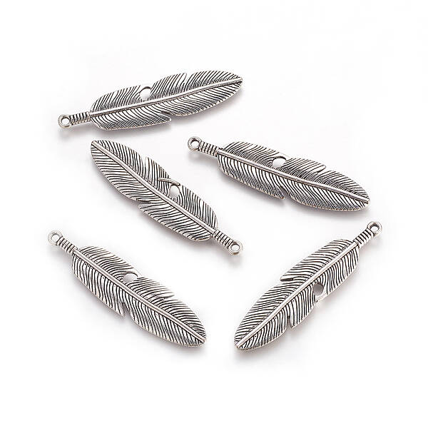 Tibetan Style Alloy Feather Big Pendants