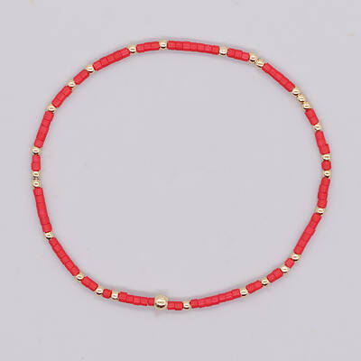 Bohemian Style Rainbow Glass & Brass Beaded Handmade Fashion Women's Bracelet