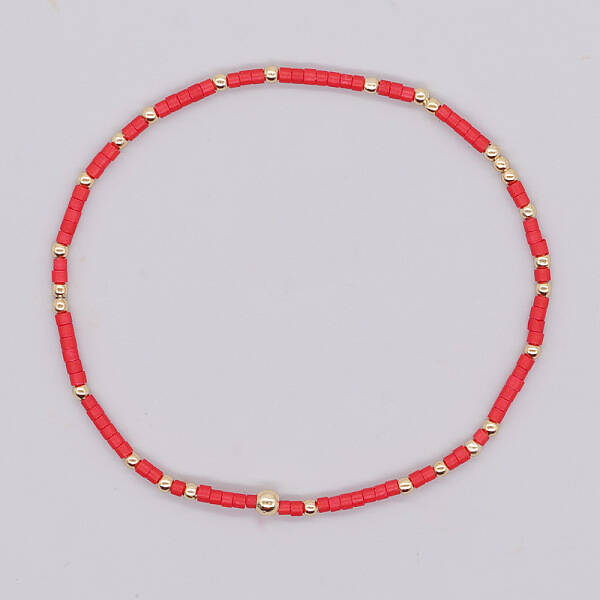 Bohemian Style Rainbow Glass & Brass Beaded Handmade Fashion Women's Bracelet