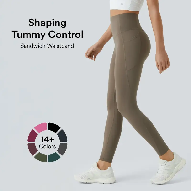 Halara SoCinched High Waisted Tummy Control Side Pocket Shaping Training UltraSculpt Leggings Compression Active Wear #summer...