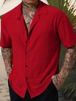 Men's Regular Fit Solid Color Short Sleeve Shirt, Casual Style Breathable Comfy Shortsleeve Top for Summer, Summer Clothes, F...