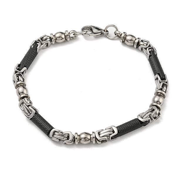Two Tone 201 Stainless Steel Column Link Chain Bracelet