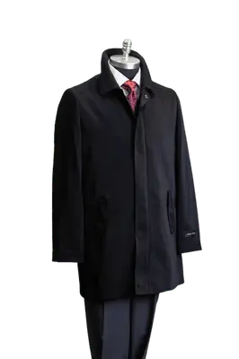Men's Black Raincoat 3/4 Length