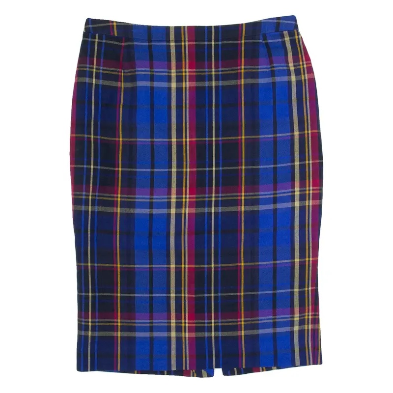 JOULES Womens Pencil Skirt Blue Midi Plaid UK 12