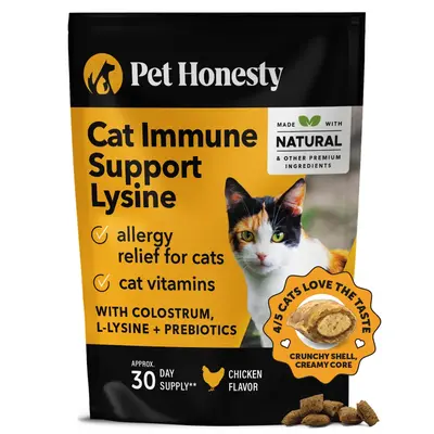 Pet Honesty Dual Texture Immune Support Lysine for Cats Cat Treat Alternative for Allergy Relief Vitamins Supplement - Fish O...