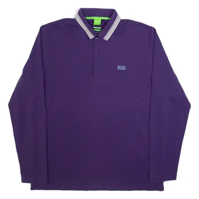 HUGO BOSS Modern Fit Mens Polo Shirt Purple Long Sleeve 2XL