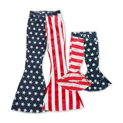 Mom and Me 4th of July Women Denim Stretchy Bell Bottoms Jeans