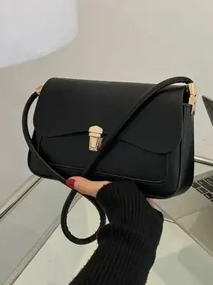 Women's Summer Plain Solid Color Pu Leather Crossbody Bag, 2025 New All-match Solid Color Bag, Flap Square Underarm Bag for W...