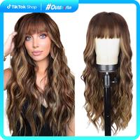 AISI HAIR Summervibes 26 Inch Long Wavy Wigs Middle Part Curly Wavy Wig Natural Looking Synthetic Heat Resistant Fiber Wig fo...