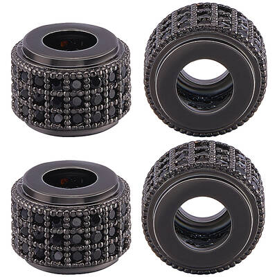 5Pcs Brass Micro Pave Cubic Zirconia Beads