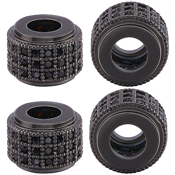 5Pcs Brass Micro Pave Cubic Zirconia Beads