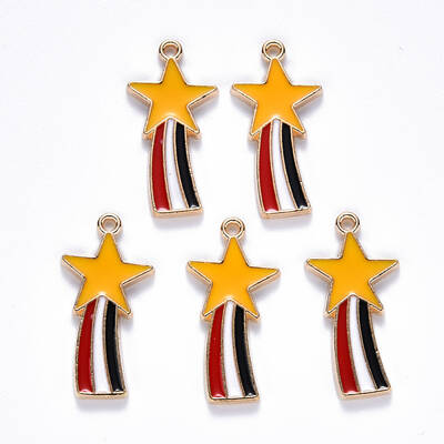 Alloy Enamel Comet Star Pendants