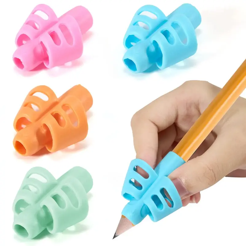 Pencil Grip (5 Counts), Silicone Pencil Grip without Pencil, Writing Aid Tool, Writing Stationery Supplies for Students