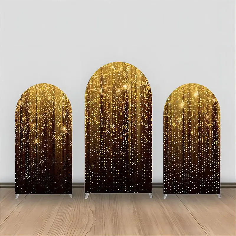 Black Golden Glitter Arch Backdrop Kit For Party - Aperturee