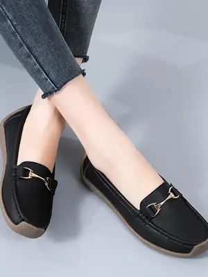 Women's Casual Solid Color Slip on Flats, Modest Fashion Comfortable Flat Shoes for Daily Life, Breathable and Versatile Wome...