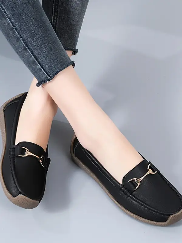 Women's Casual Solid Color Slip on Flats, Modest Fashion Comfortable Flat Shoes for Daily Life, Breathable and Versatile Wome...
