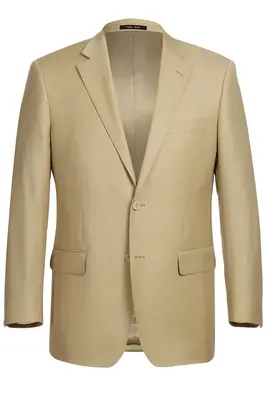 Tan Slim Fit Wool Suit for Men - Basic Two Button with Optional Vest