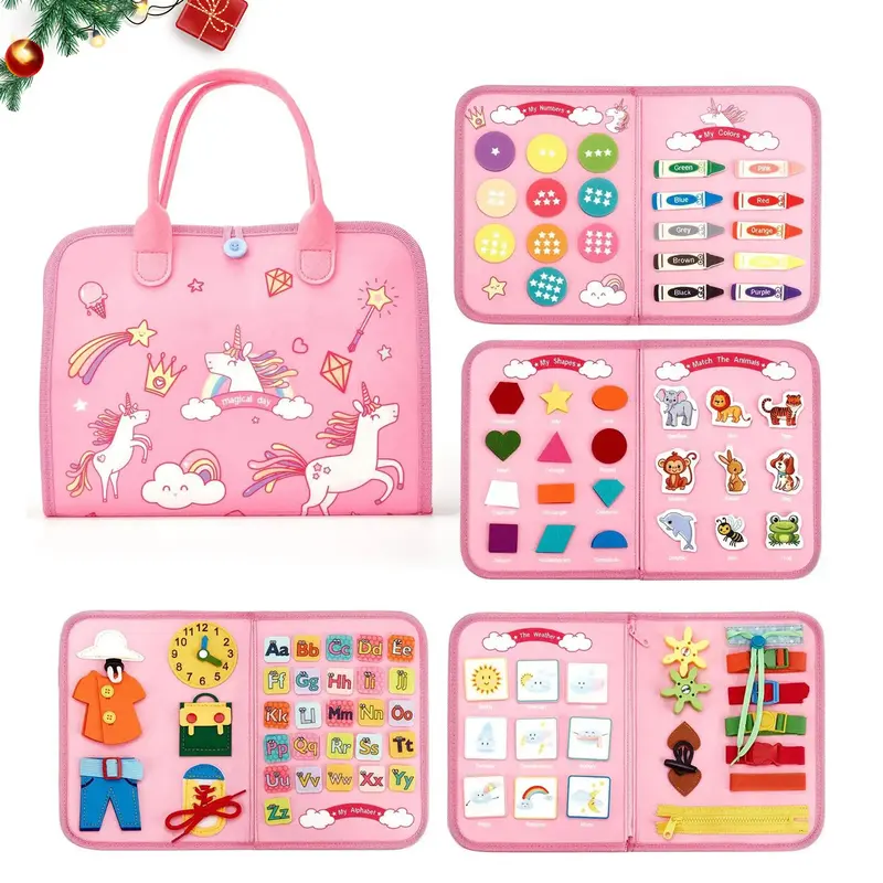 Busy Board Sensory Toy Book: Christmas Gift Travel Book Montessori Educational Gift Newborn to Toddler Sensory kit Perfect to...