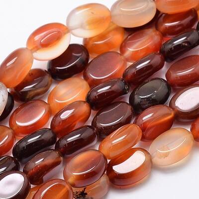 Natural Carnelian Oval Bead Strands
