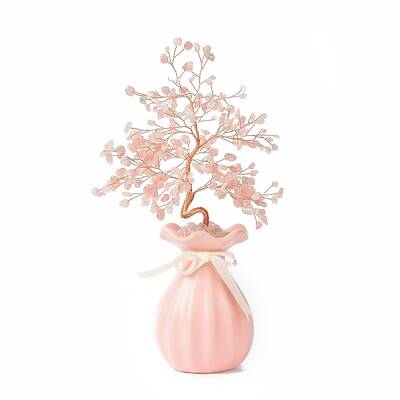 Natural Gemstone Chips and  Ceramic Vase Display Decorations