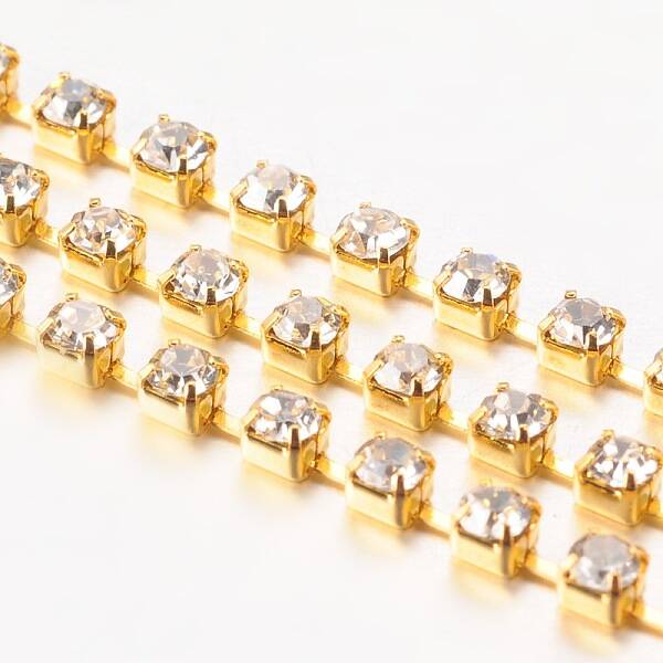 Brass Rhinestone Cup Chain